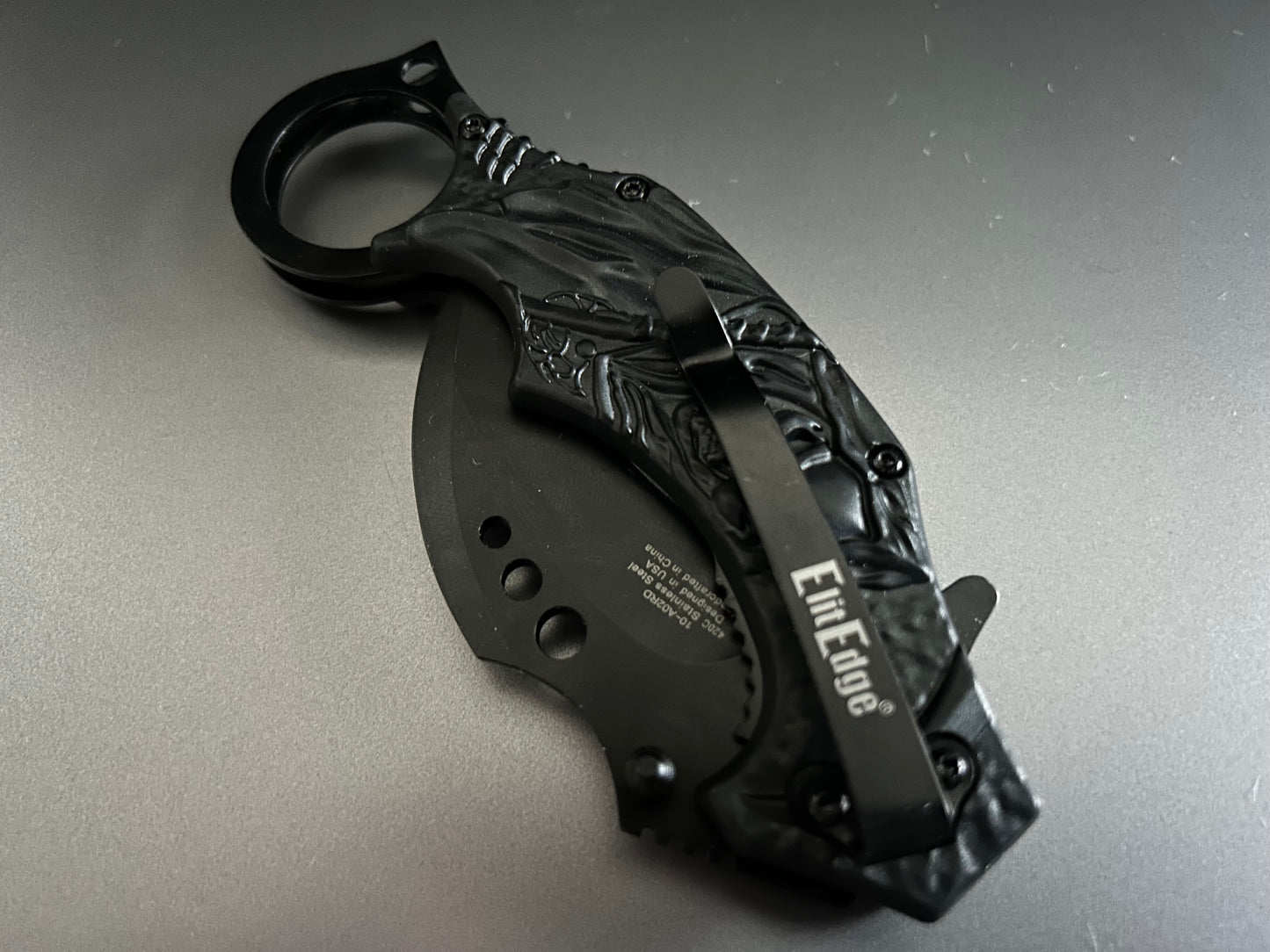 ElitEdge 7” Red Skull Grim Reaper Tactical Claw Karambit Assisted Open Folding Pocket Knife. Cool Knife, Cute Knife, Pocket Knives, Pretty Knife