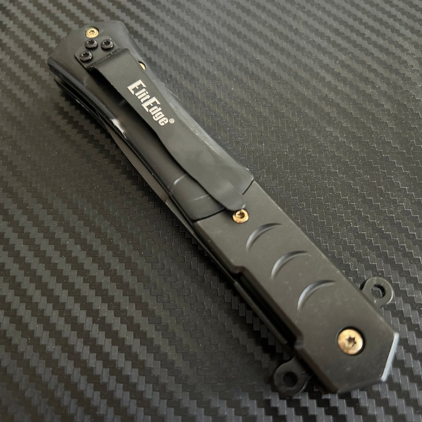 ElitEdge 9” Classic Black Tactical Spring Assisted Folding Pocket Knife Cute Knife