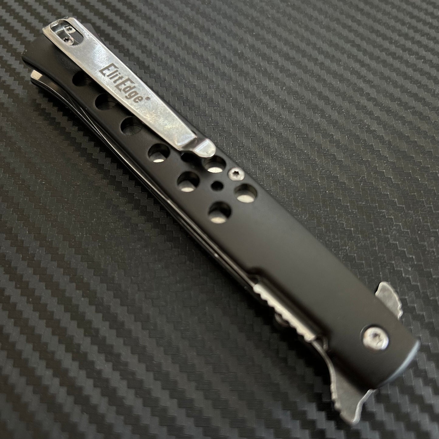 ElitEdge 9” Classic Black Tactical Spring Assisted Folding Pocket Knife Cute Knife