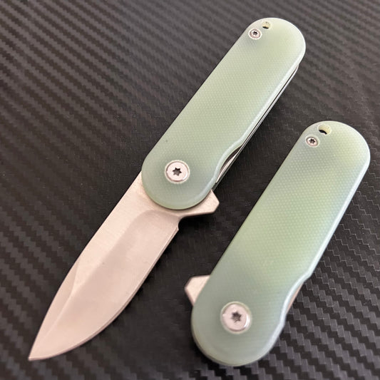 ElitEdge Emerald Green Mini Folding Pocket Knife: Ball Bearing, Stainless Steel Blade