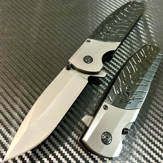 BladeDealUSA 9” Tactical Black Jumbo Spring Assisted Open Blade Folding Pocket Knife. Hunting, Camping, Cute Knife