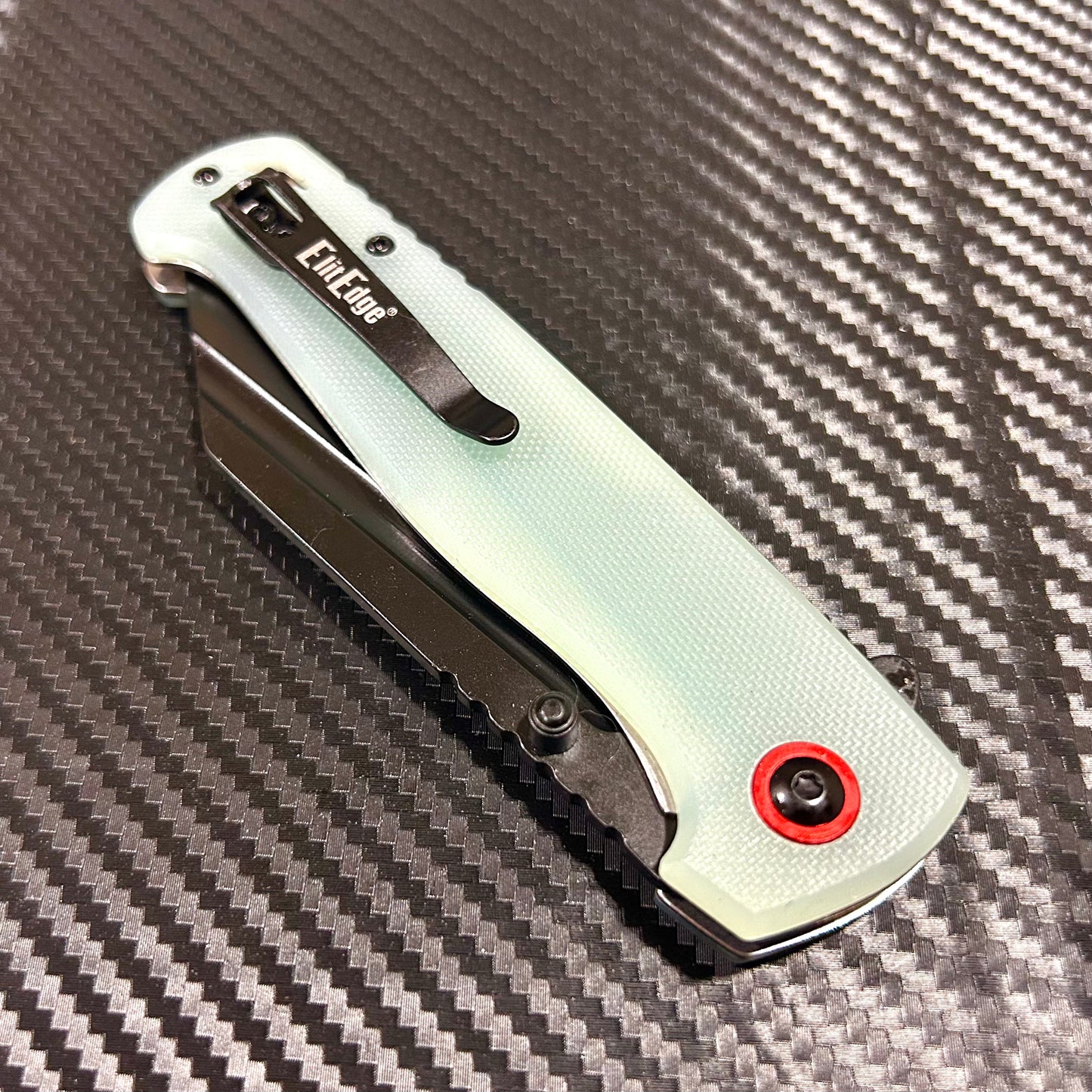 ElitEdge 9” Emerald Jade Green Cute Knife Ball Bearing Open Blade Folding Pocket Knife. Camping, Cute Knife. Cool Knife