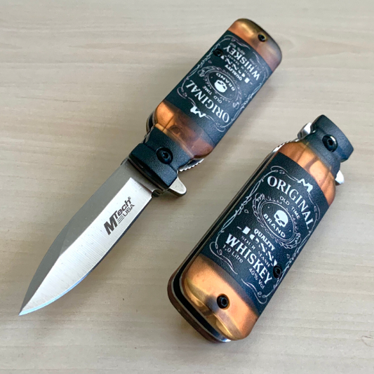 MTech 6.5” Collectible Whiskey Bottle Cute Knife Tactical Spring Assisted Open Blade Folding Pocket knife