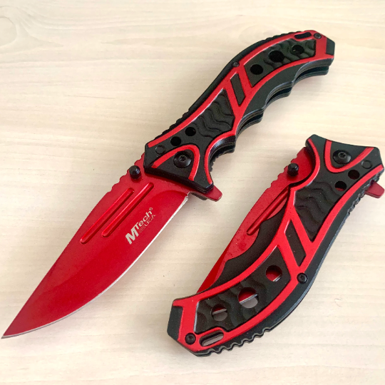 MTech 8.5” Red Tactical Spring Assisted Open Blade Folding Pocket knife