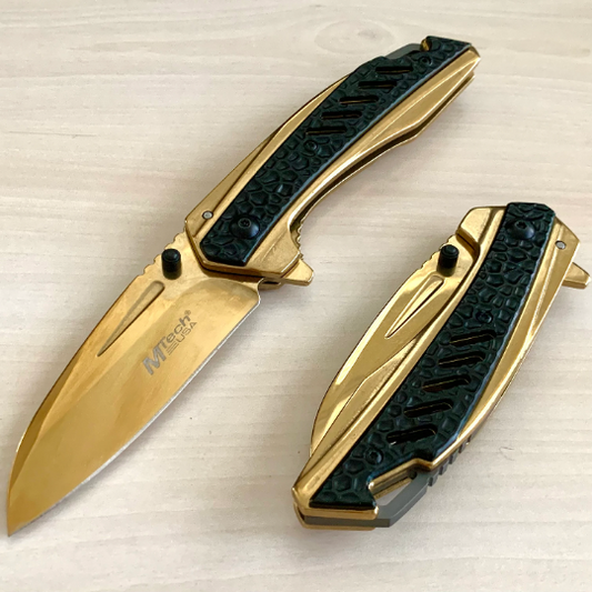 MTech 8” Collectible Gold Tactical Spring Assisted Open Blade Folding Pocket knife