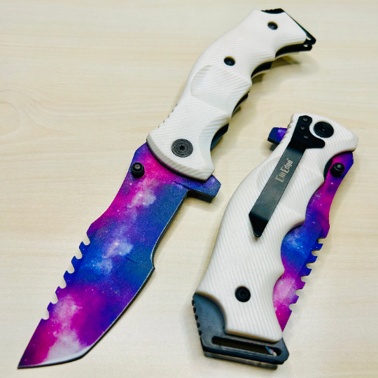 8 Rainbow Color Tactical Wolf Handle Spring Assisted Open Folding Pocket  Knife