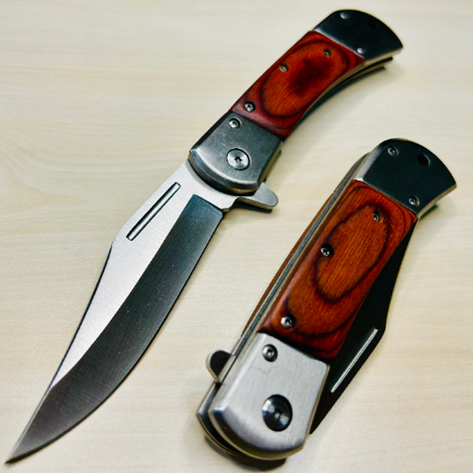 ElitEdge 8.75” Wood Cute Tactical Spring Assisted Open Blade Folding Pocket knife