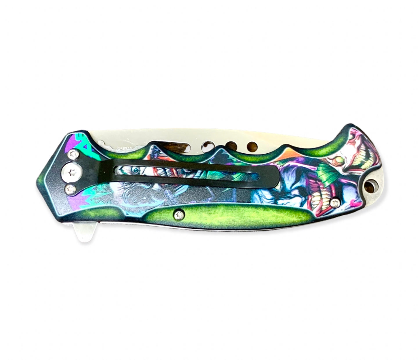 Super Knife 8.5" Joker Tactical Spring Assisted Folding EDC Pocket Knife Hunting Survival Green Handle