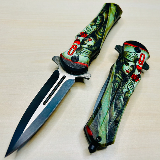 ElitEdge 8.25” 3D Print Queen Cute Tactical Spring Assisted Open Blade Folding Pocket knife