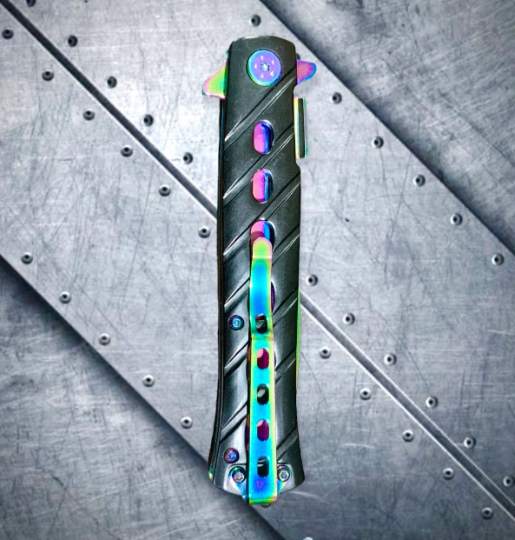 Falcon Knife Rainbow Spring Assisted Open Blade EDC Folding Stiletto Pocket Knife