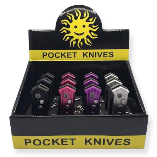Mini Switchblade Automatic Joker Pocket Knife Set. 12pcs Mixed Color