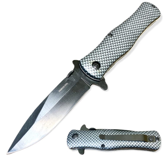Super Knife Carbon Fiber EDC Cool Sharp Blade Assisted Open Folding Pocket Knife. Pocket Slide Open Function with Pocket Clip.