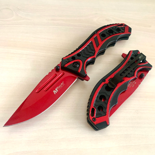 MTech Red Tactical Spring Assisted Pocket knife - BladeDealUSA