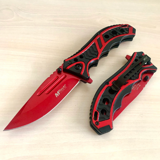 MTech 8.5” Red Tactical Spring Assisted Open Blade Folding Pocket knife