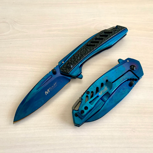 MTech 8” Collectible Blue Tactical Spring Assisted Open Blade Folding Pocket knife