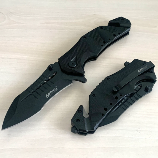 MTech 9” Tactical Black Jumbo Spring Assisted Open Blade Folding Pocket Knife