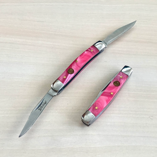 Elk Ridge Classic Mini Pink Cute Knife Manual Open Double Blade Folding Pocket Knife