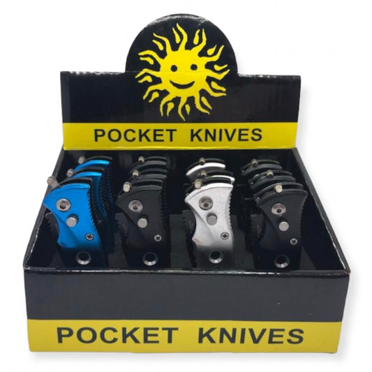 Mini Switchblade Automatic Pocket Knife Set, with Pocket Clip 12pcs Mixed Color