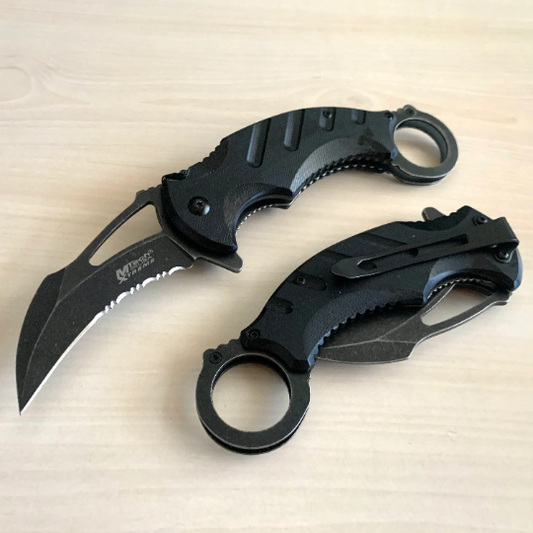 CSGO Black Karambit Knife 8” Tactical Spring Assisted Folding Pocket Knife