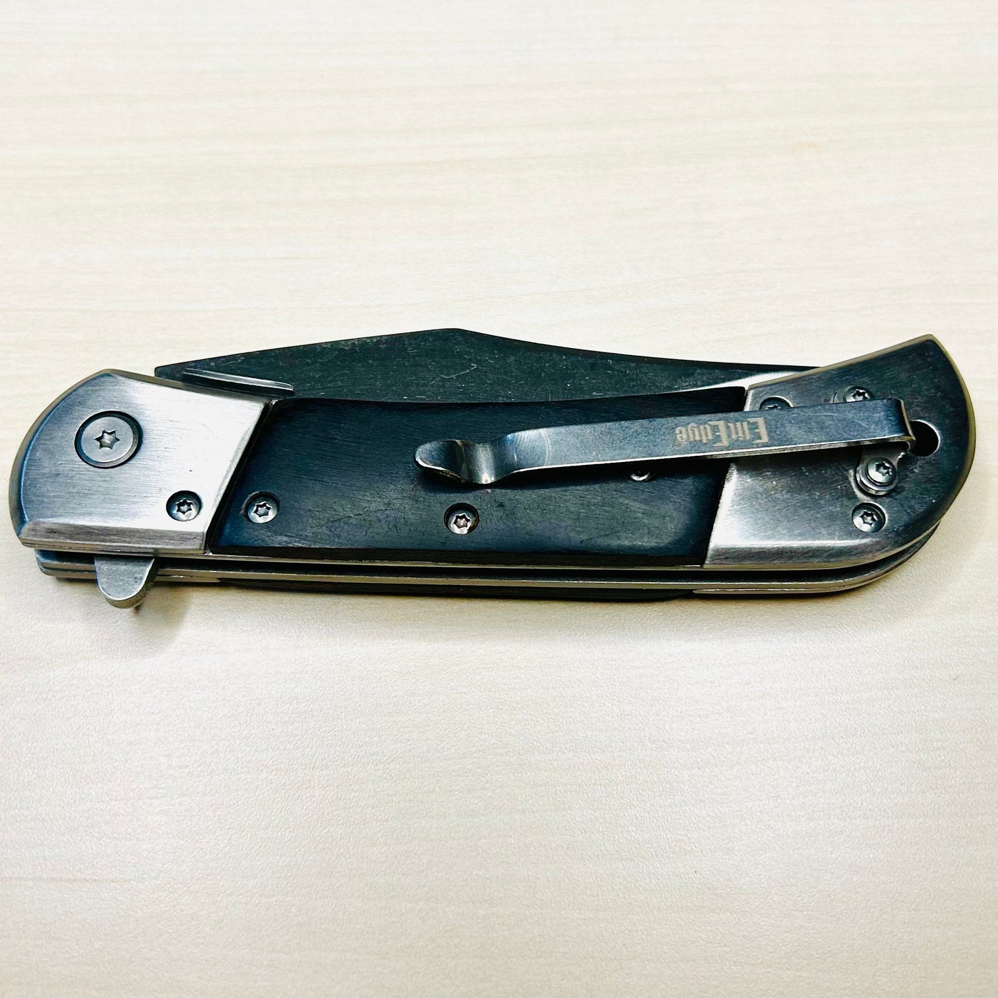 ElitEdge 8.75” Black Wood Cute Tactical Black Spring Assisted Open Blade Folding Pocket knife. Hunting, Camping, Cool Knife