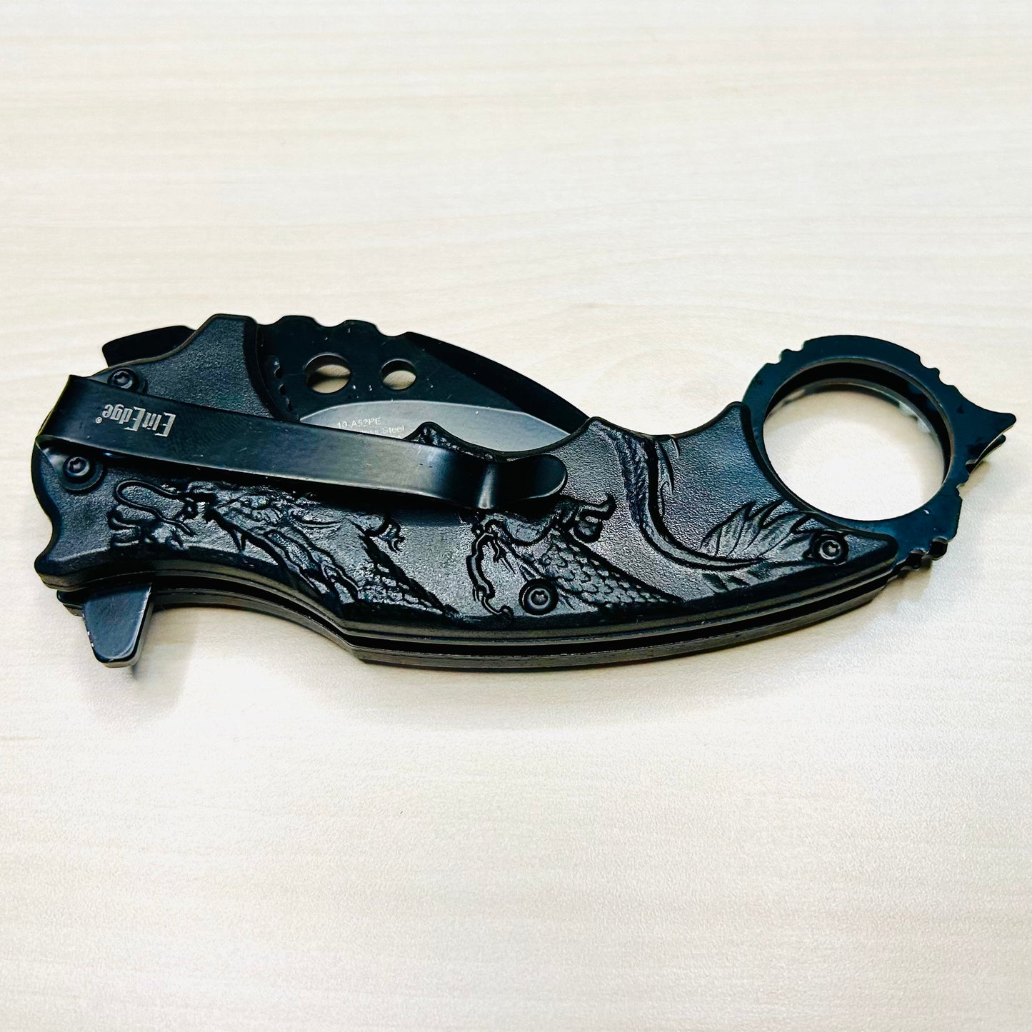 ElitEdge 7” Purple Dragon Karambit Knife Spring Assisted Open Blade Folding Pocket Knife. Hunting, Camping, Cute Knife. Cool Knife