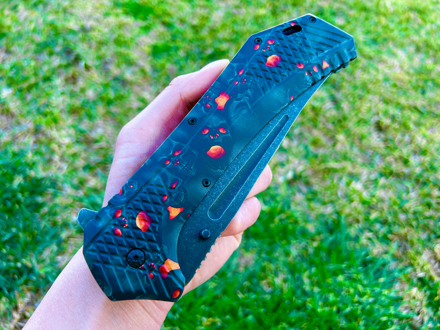 ElitEdge 12.25” Giant Skull Knife Tactical Spring Assisted Open Blade Folding Pocket knife. Hunting, Camping, Cute Knife, Cool Knife