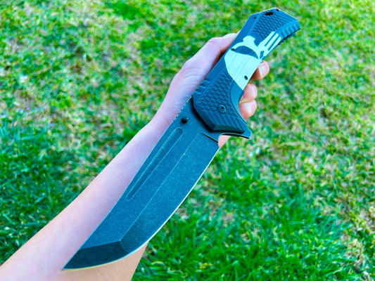 ElitEdge 12.25” Giant Skull Knife Tactical Spring Assisted Open Blade Folding Pocket knife. Hunting, Camping, Cute Knife, Cool Knife