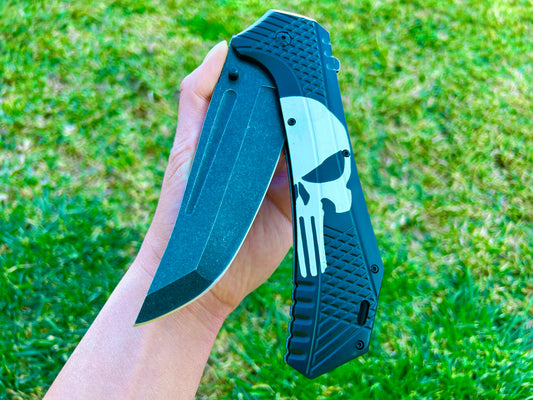 ElitEdge 12.25” Giant Skull Knife Tactical Spring Assisted Open Blade Folding Pocket knife. Hunting, Camping, Cute Knife, Cool Knife