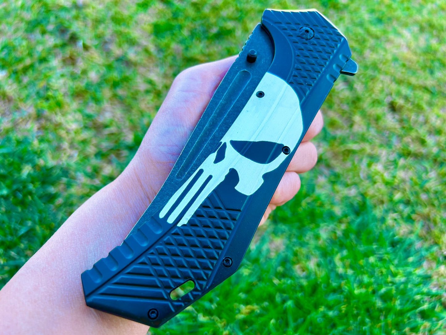 ElitEdge 12.25” Giant Skull Knife Tactical Spring Assisted Open Blade Folding Pocket knife. Hunting, Camping, Cute Knife, Cool Knife