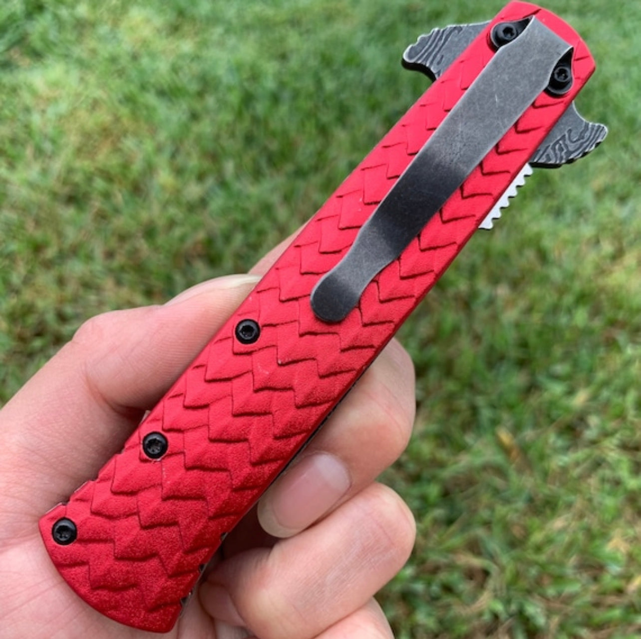 BladeDealUSA DarkSide Blades 8.75” Dragon Engraved Red Stiletto Knife Tactical Spring Assisted Open Blade Folding Pocket knife