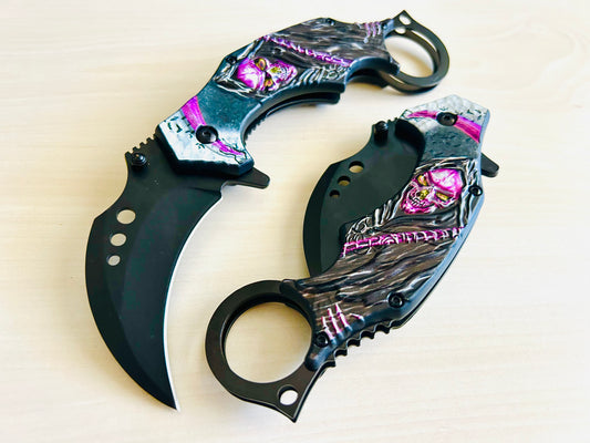 ElitEdge 7” Skull Grim Reaper Tactical Claw Karambit Assisted Open Folding Pocket Knife. Cool Knife, Cute Knife, Pocket Knives, Pretty Knife, Knive