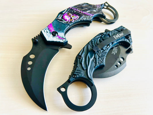 ElitEdge 7” Skull Grim Reaper Tactical Claw Karambit Assisted Open Folding Pocket Knife. Cool Knife, Cute Knife, Pocket Knives, Pretty Knife, Knive