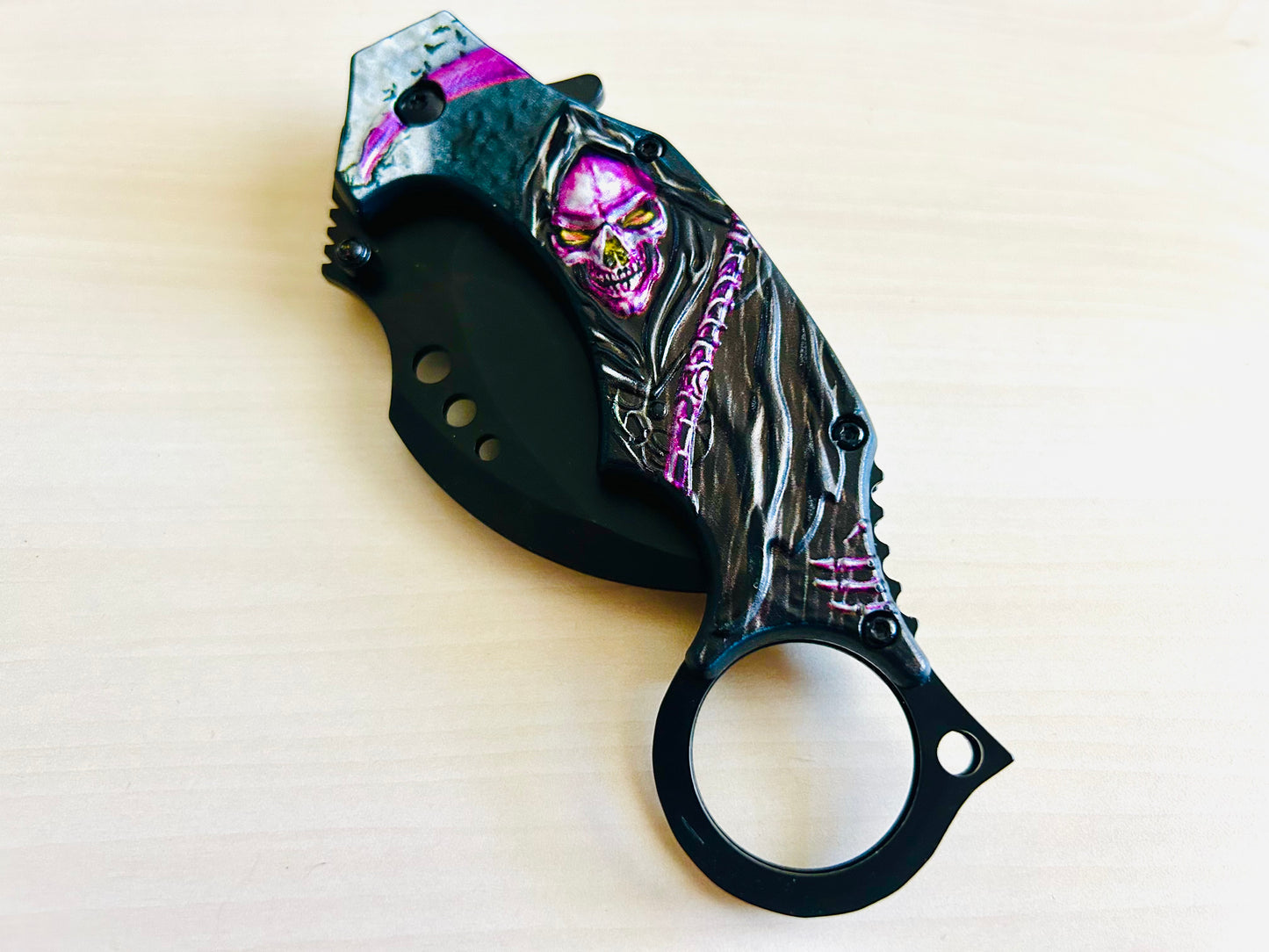 ElitEdge 7” Skull Grim Reaper Tactical Claw Karambit Assisted Open Folding Pocket Knife. Cool Knife, Cute Knife, Pocket Knives, Pretty Knife, Knive