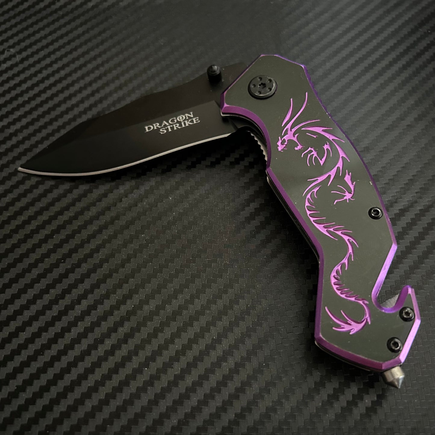 ElitEdge 8” Purple Dragon Mini Cute Knife Spring Assisted Open Blade Folding Pocket Knife. Hunting, Camping, Cute Knife. Cool Knife