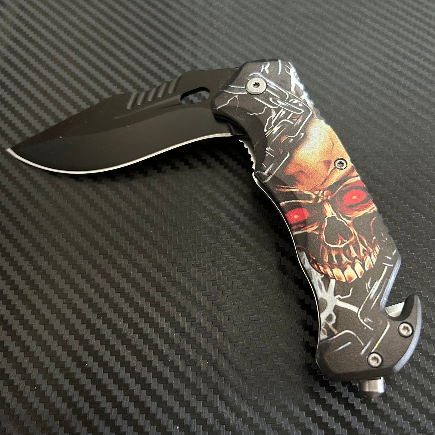 ElitEdge 8.5” Skull Tactical Spring Assisted Open Blade Folding Pocket Knife Cool Knife Cute Knife Hunting Knife