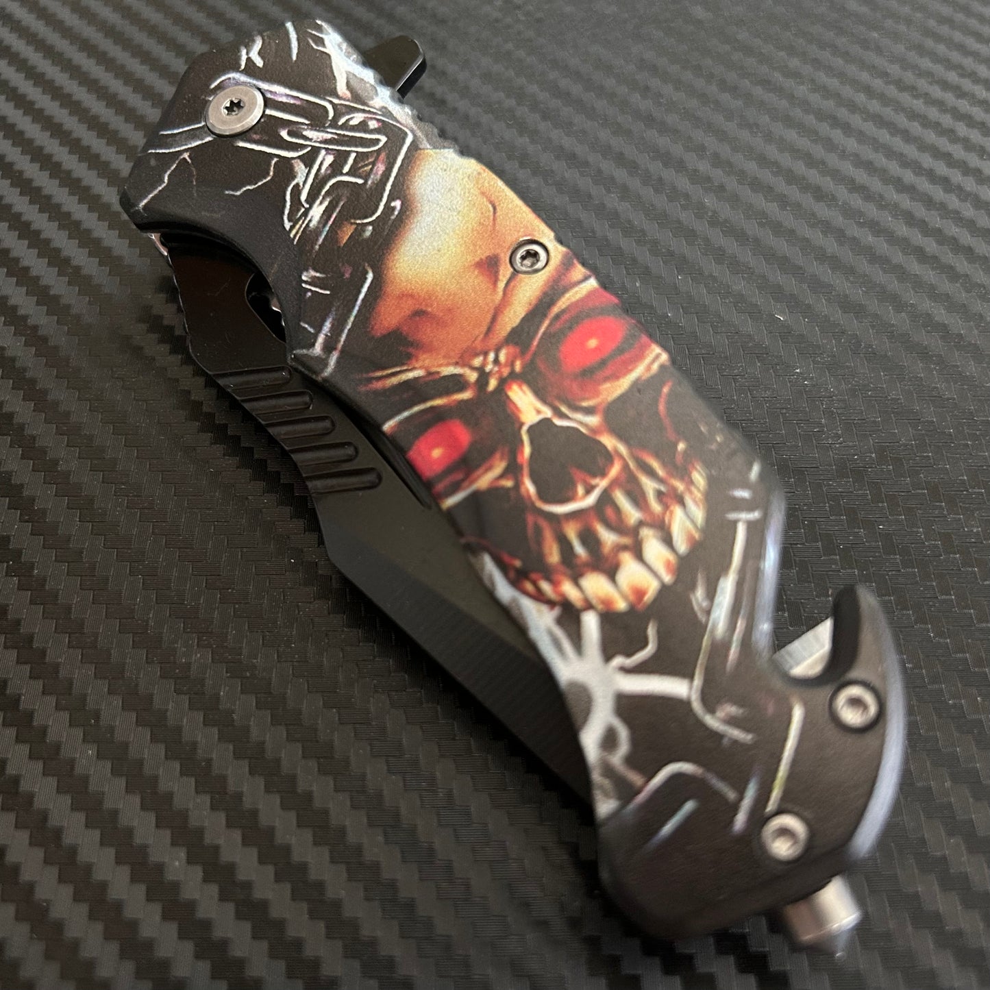 ElitEdge 8.5” Skull Tactical Spring Assisted Open Blade Folding Pocket Knife Cool Knife Cute Knife Hunting Knife