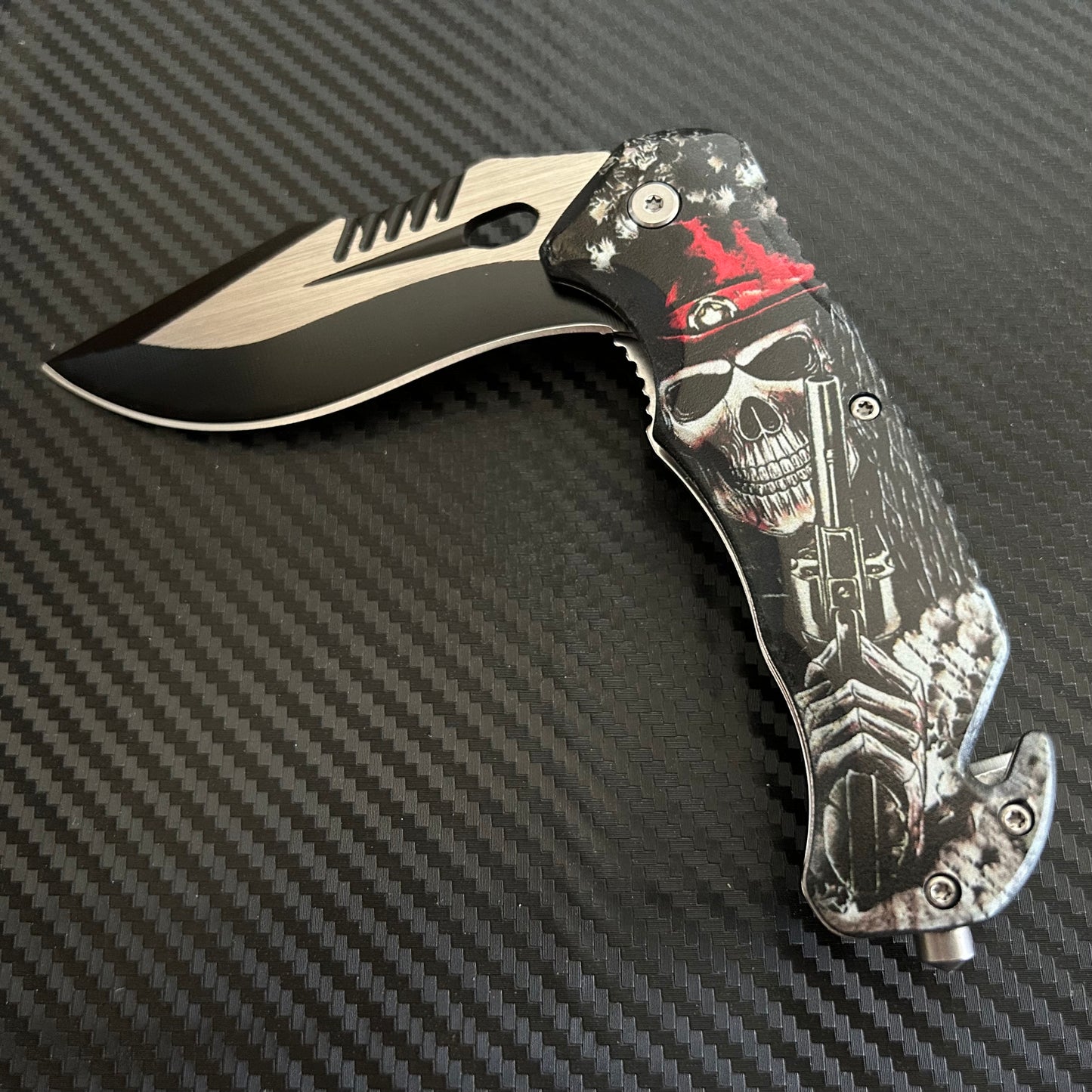 ElitEdge 8.5” Skull Tactical Spring Assisted Open Blade Folding Pocket Knife Cool Knife Cute Knife Hunting Knife