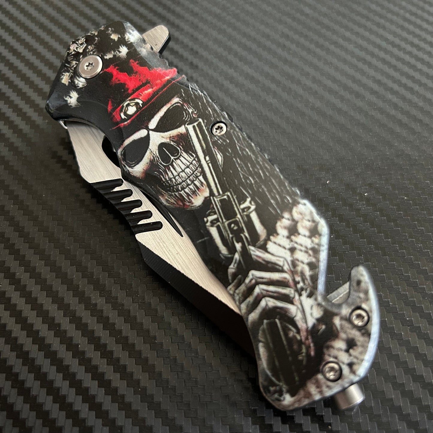 ElitEdge 8.5” Skull Tactical Spring Assisted Open Blade Folding Pocket Knife Cool Knife Cute Knife Hunting Knife