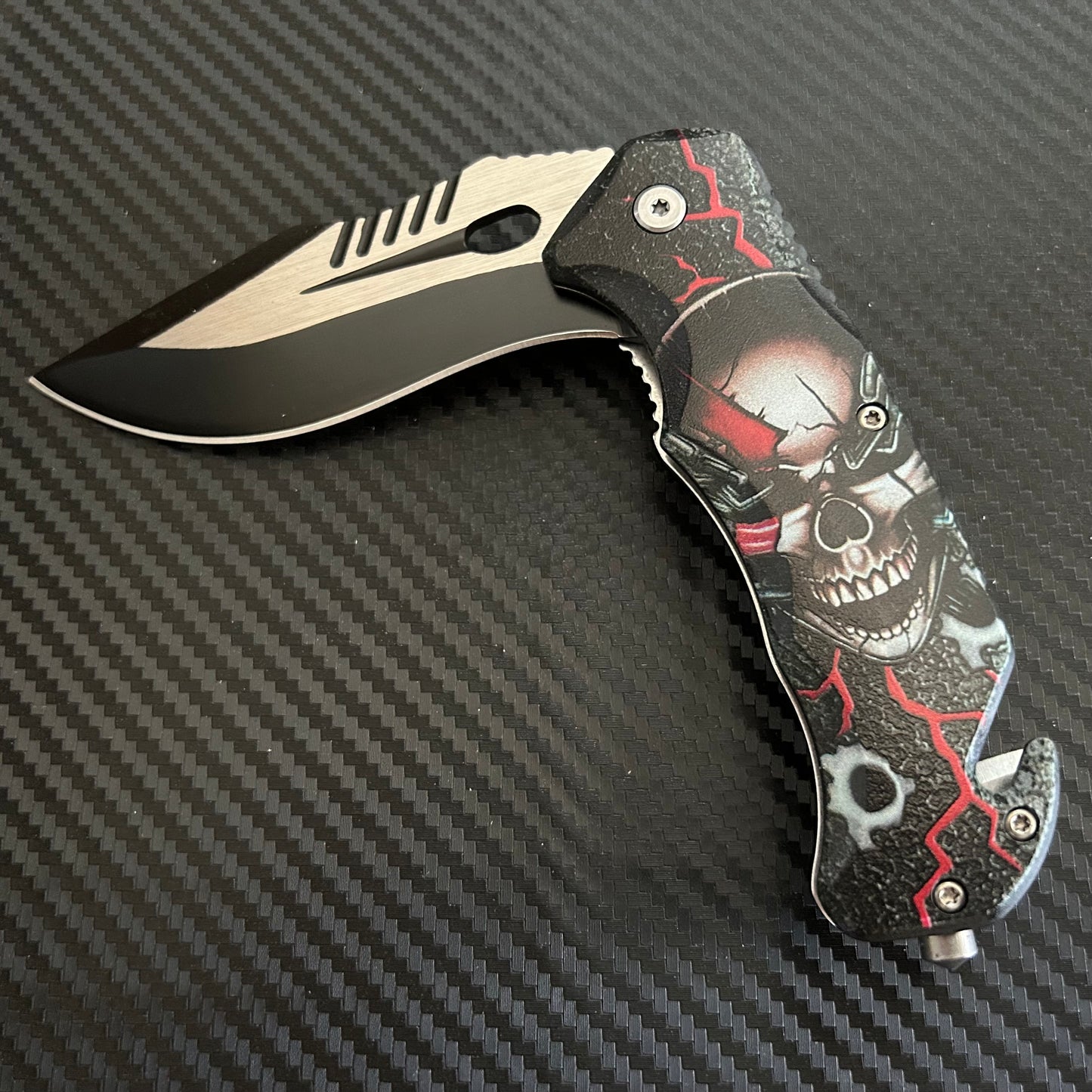 ElitEdge 8.5” Skull Tactical Spring Assisted Open Blade Folding Pocket Knife Cool Knife Cute Knife Hunting Knife