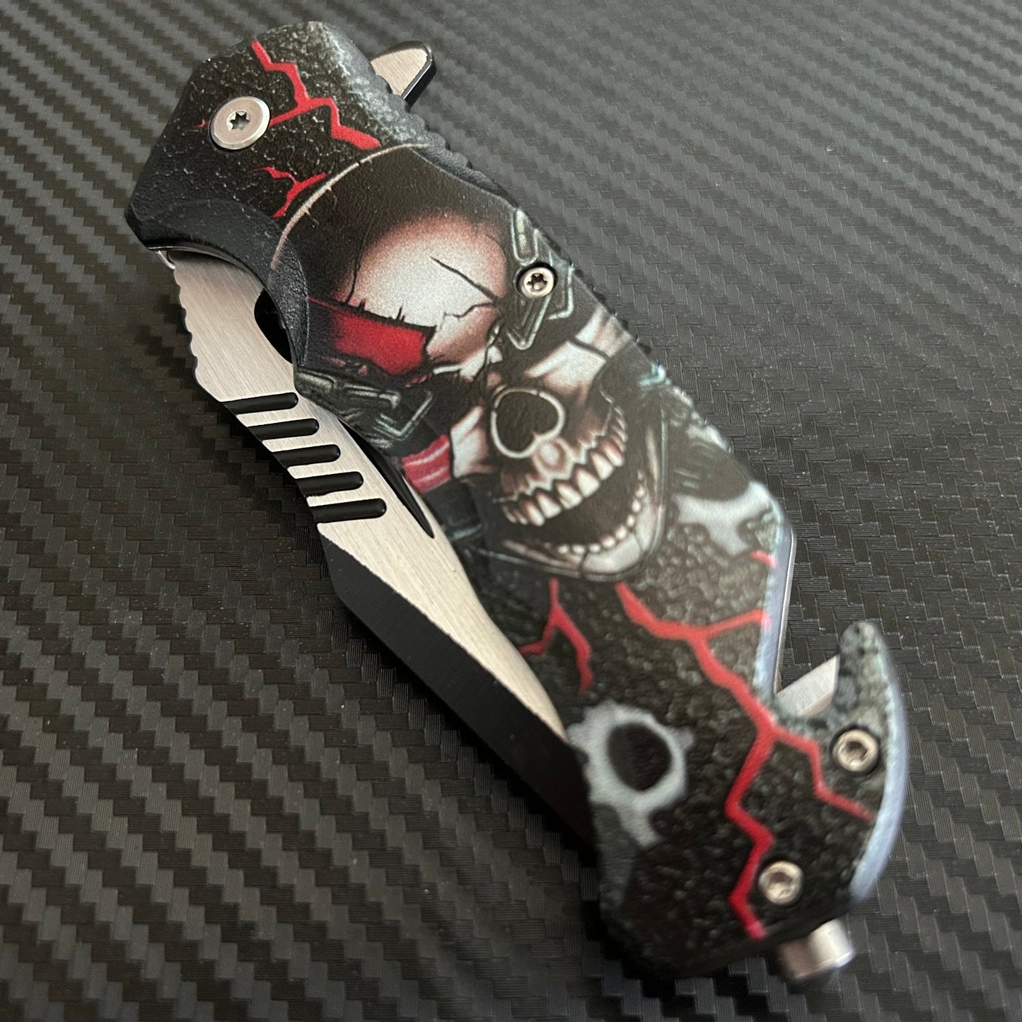 ElitEdge 8.5” Skull Tactical Spring Assisted Open Blade Folding Pocket Knife Cool Knife Cute Knife Hunting Knife