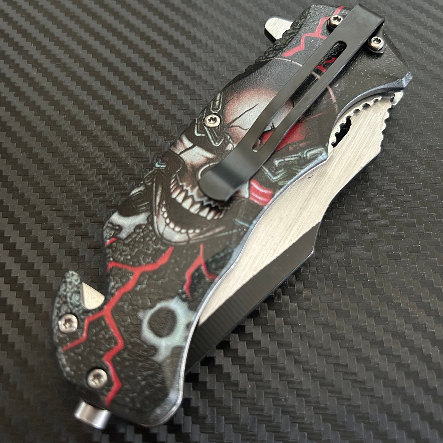 ElitEdge 8.5” Skull Tactical Spring Assisted Open Blade Folding Pocket Knife Cool Knife Cute Knife Hunting Knife