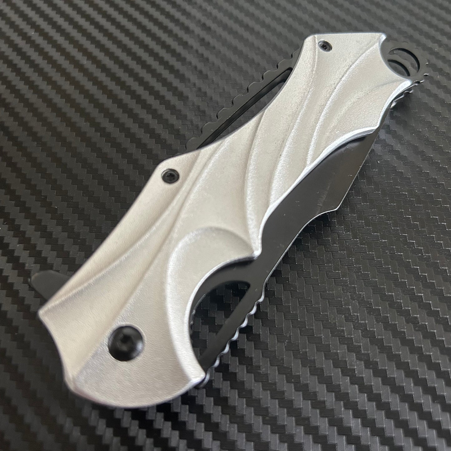 ElitEdge 8.5” Silver Military Tactical Cool Knife Spring Assisted Open Blade Folding Pocket knife. Hunting, Camping, Cute Knife. Cute Knives
