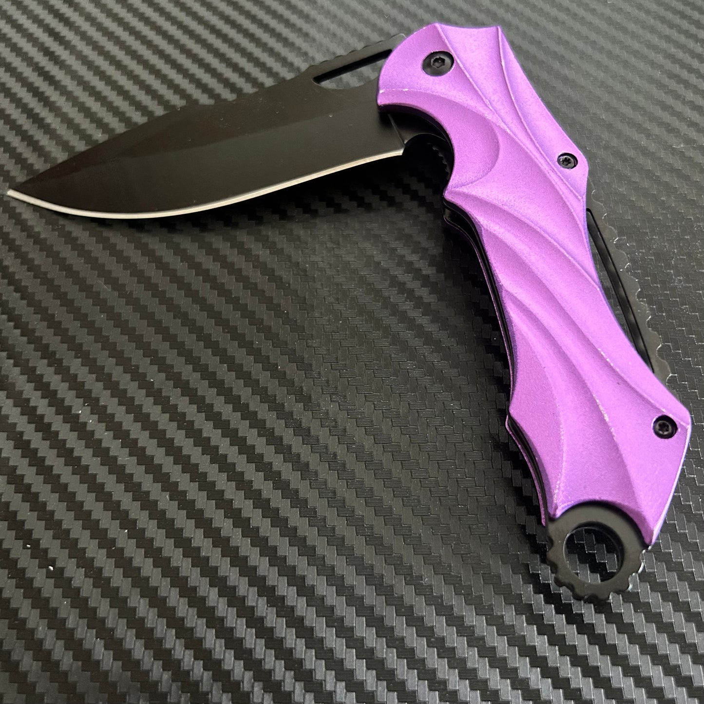 ElitEdge 8.5” Purple Military Tactical Cool Knife Spring Assisted Open Blade Folding Pocket knife. Hunting, Camping, Cute Knife. Cool Knives