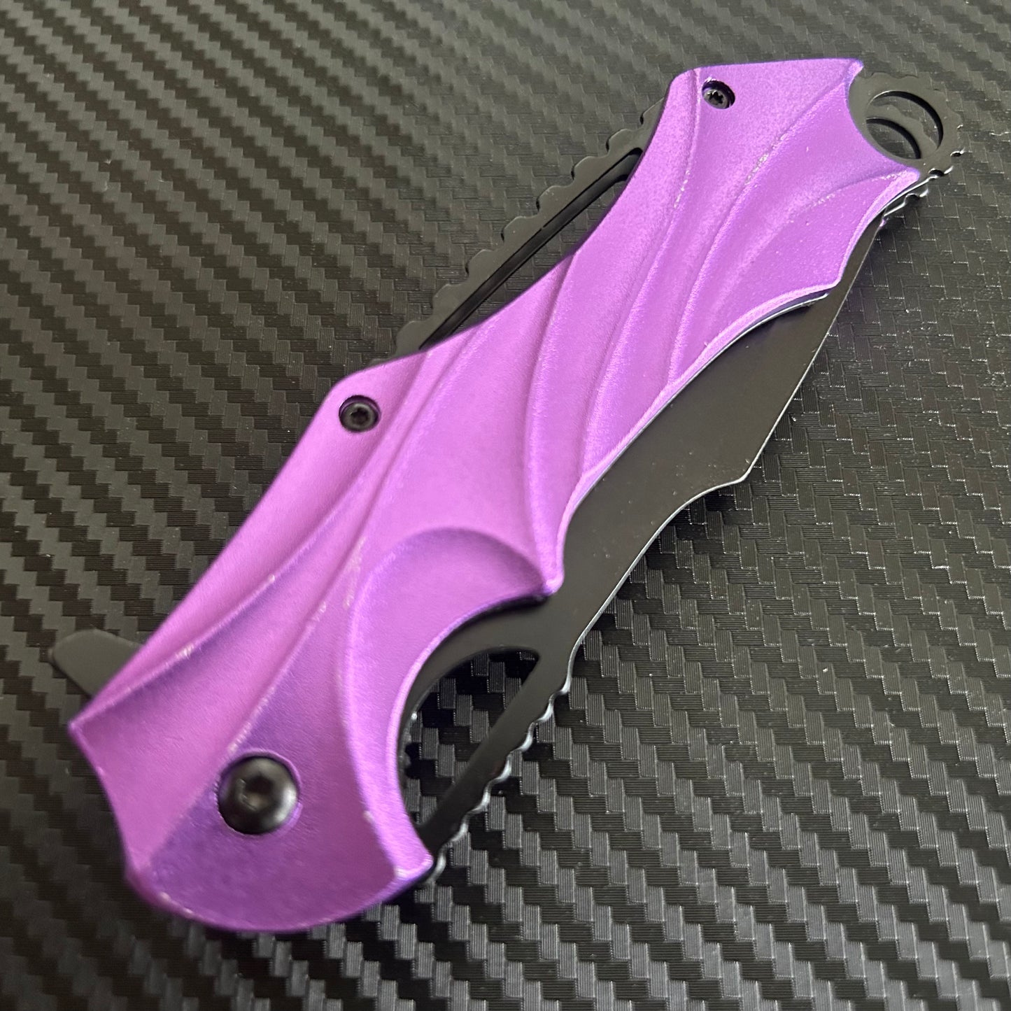ElitEdge 8.5” Purple Military Tactical Cool Knife Spring Assisted Open Blade Folding Pocket knife. Hunting, Camping, Cute Knife. Cool Knives