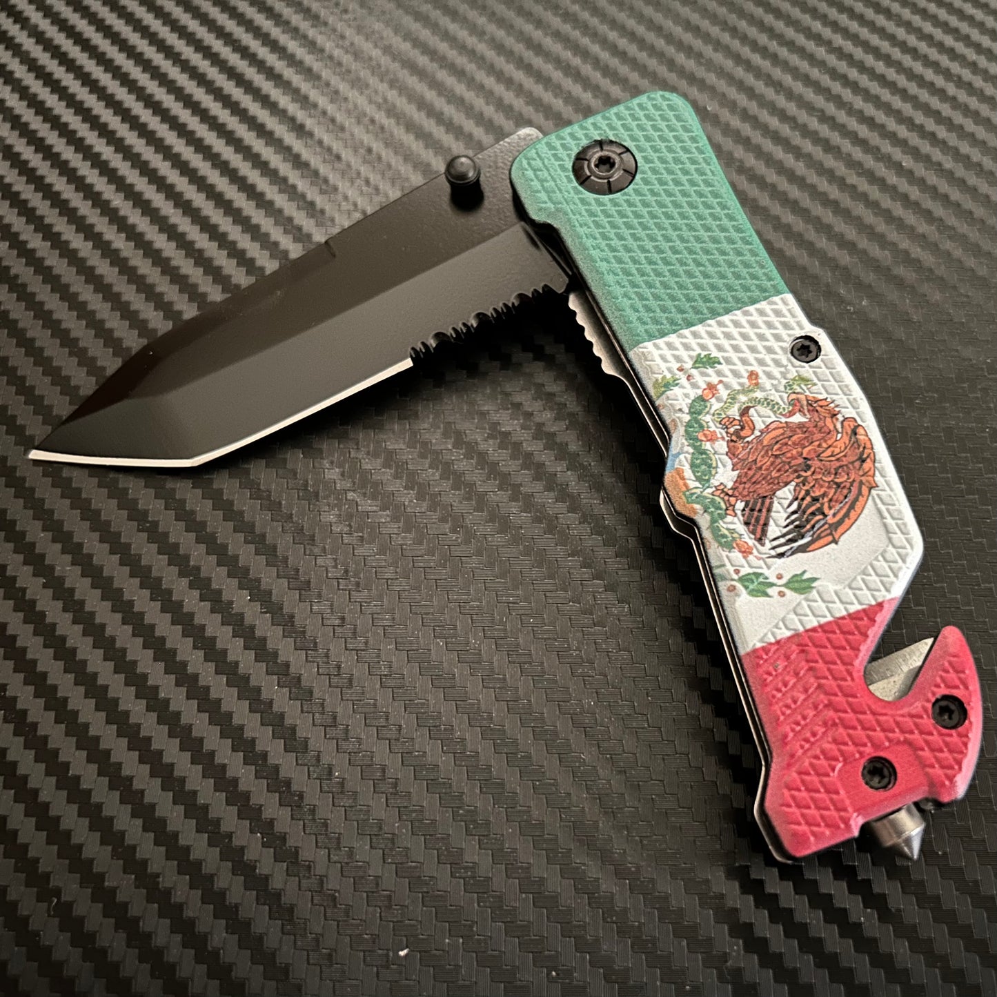 ElitEdge 8.5” Mexican Flag Tactical Spring Assisted Open Blade Folding Pocket Knife Cool Knife Cute Knife Hunting Knife