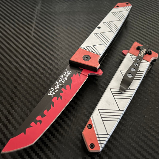 ElitEdge 9” Cute Orange Mini Katana Spring Assisted Open Blade Folding Pocket Knife Hunting Cool Knife