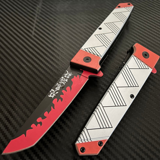 ElitEdge 9” Cute Orange Mini Katana Spring Assisted Open Blade Folding Pocket Knife Hunting Cool Knife