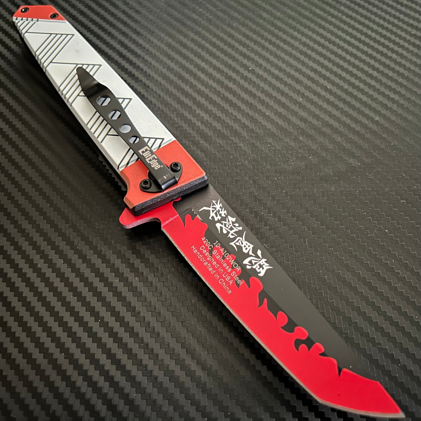 ElitEdge 9” Cute Orange Mini Katana Spring Assisted Open Blade Folding Pocket Knife Hunting Cool Knife