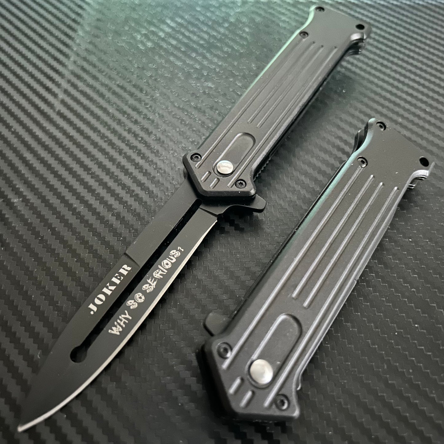 ElitEdge 8” Black Joker Knife Spring Assisted Folding Pocket Knife with Pocket Clip Joker Gift. Cool Knife, Cute Knife