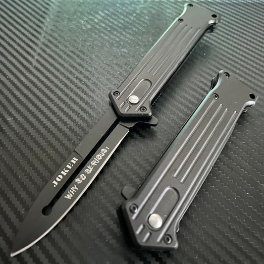 ElitEdge 8” Black Joker Knife Spring Assisted Folding Pocket Knife with Pocket Clip Joker Gift. Cool Knife, Cute Knife